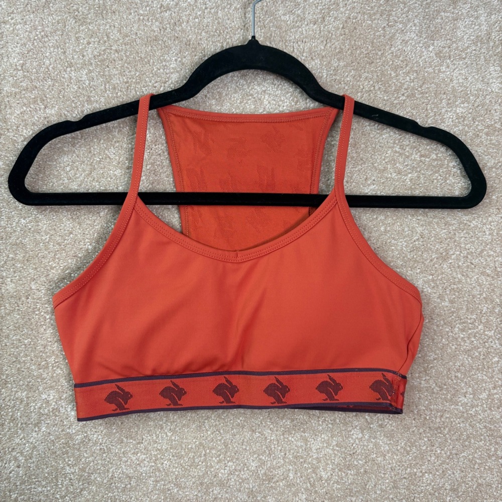 RABBIT Running Sports Bra Women's Small Orange Racerback Pocket Bra